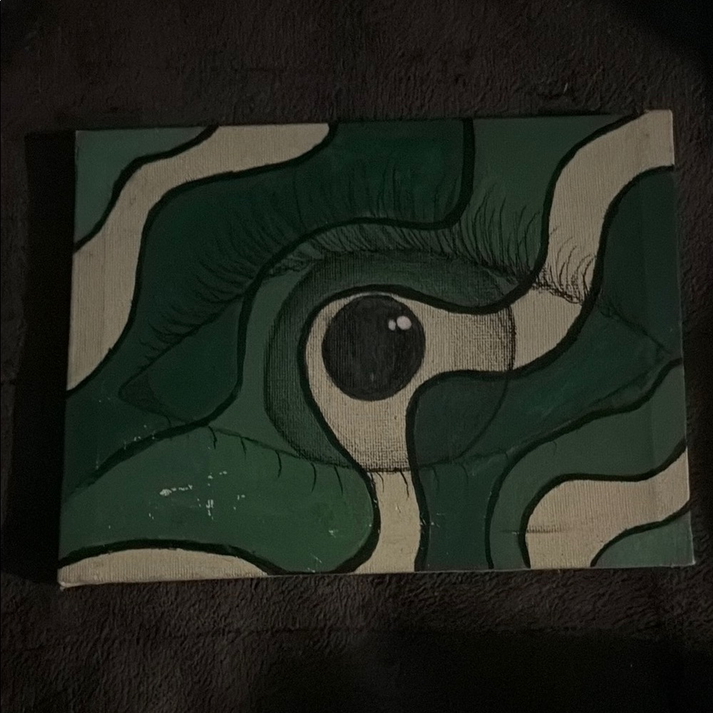 DW Home Abstract Eye Painting - Green and Black